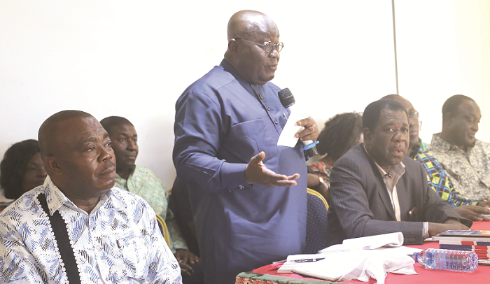  Nana Addo Dankwa Akufo-Addo, the Presidential Candidate of the NPP, speaking to members of the Ghana Trades Union Congress in Accra. Picture: SAMUEL TEI ADANO